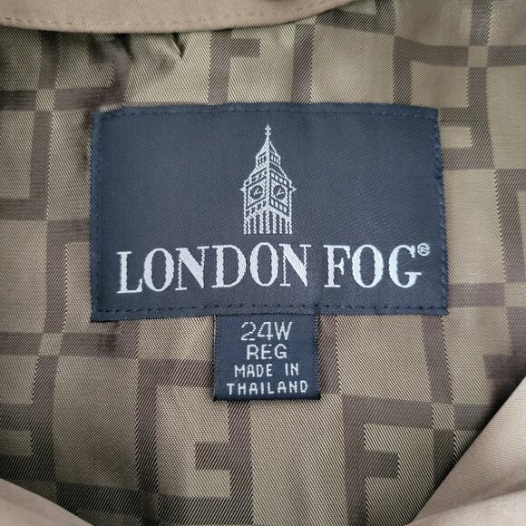 Vintage London Fog Hooded Trench Coat Women’s Plus 24W Tan, Faux Suede Insulated - Picture 9 of 12